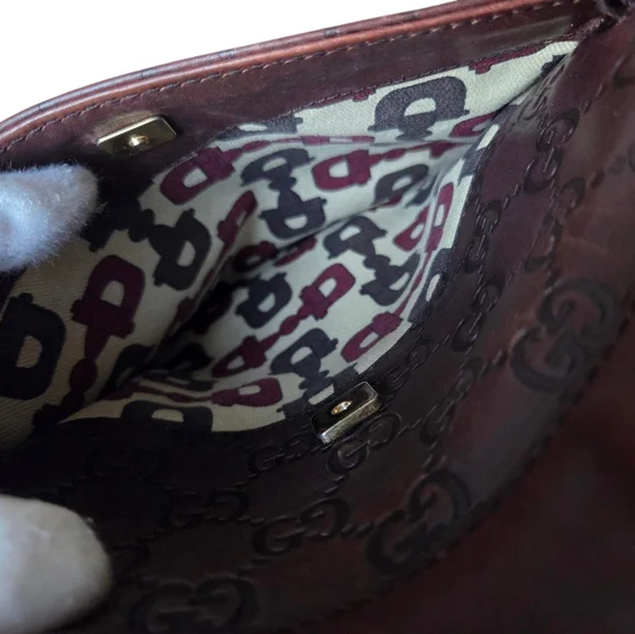 Gucci Guccissima Punch Leather Tote Burgundy Shoulder Bag 145994 - Picture 15 of 17